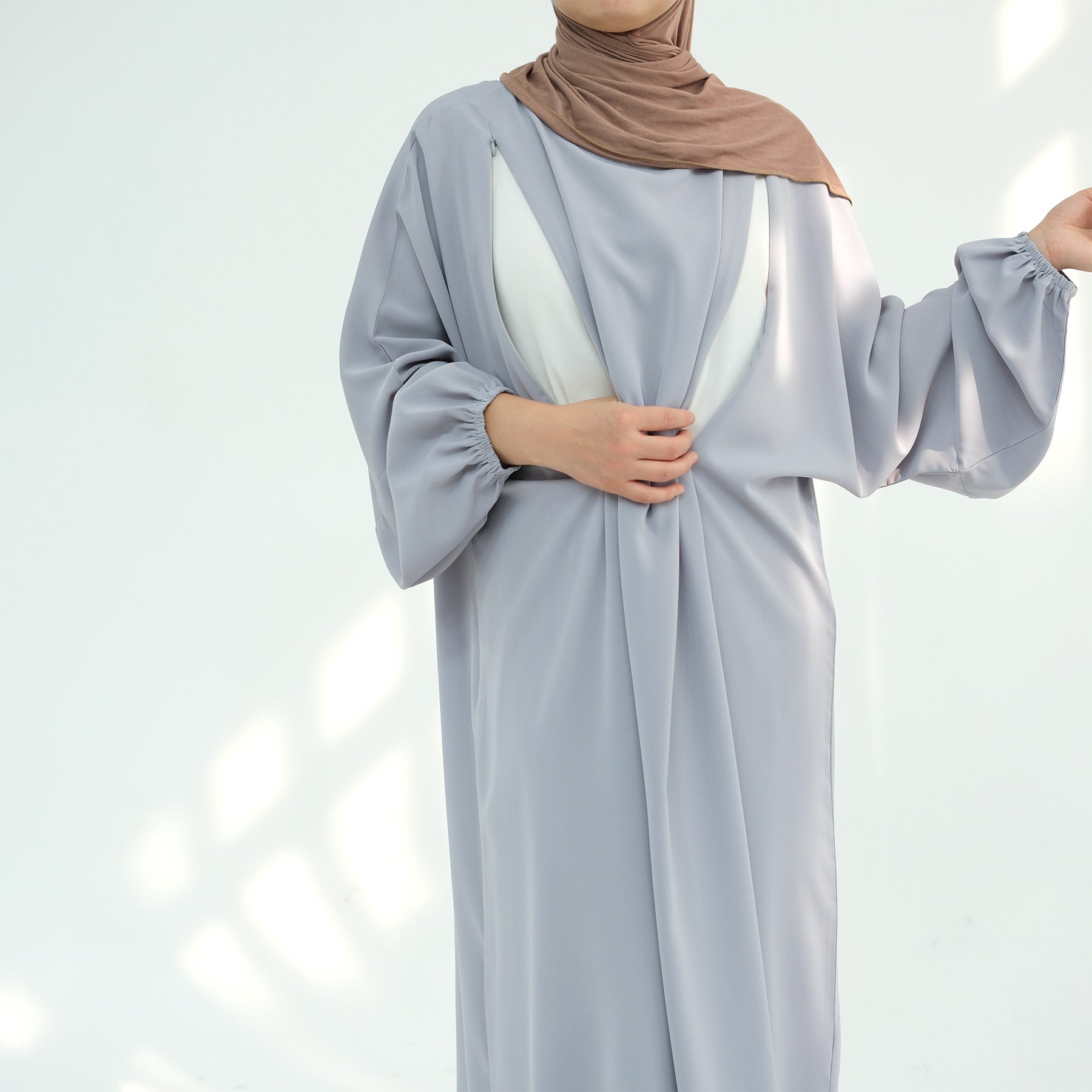 Front Zip Breastfeeding Dress for Mothers – Modest Abaya Style