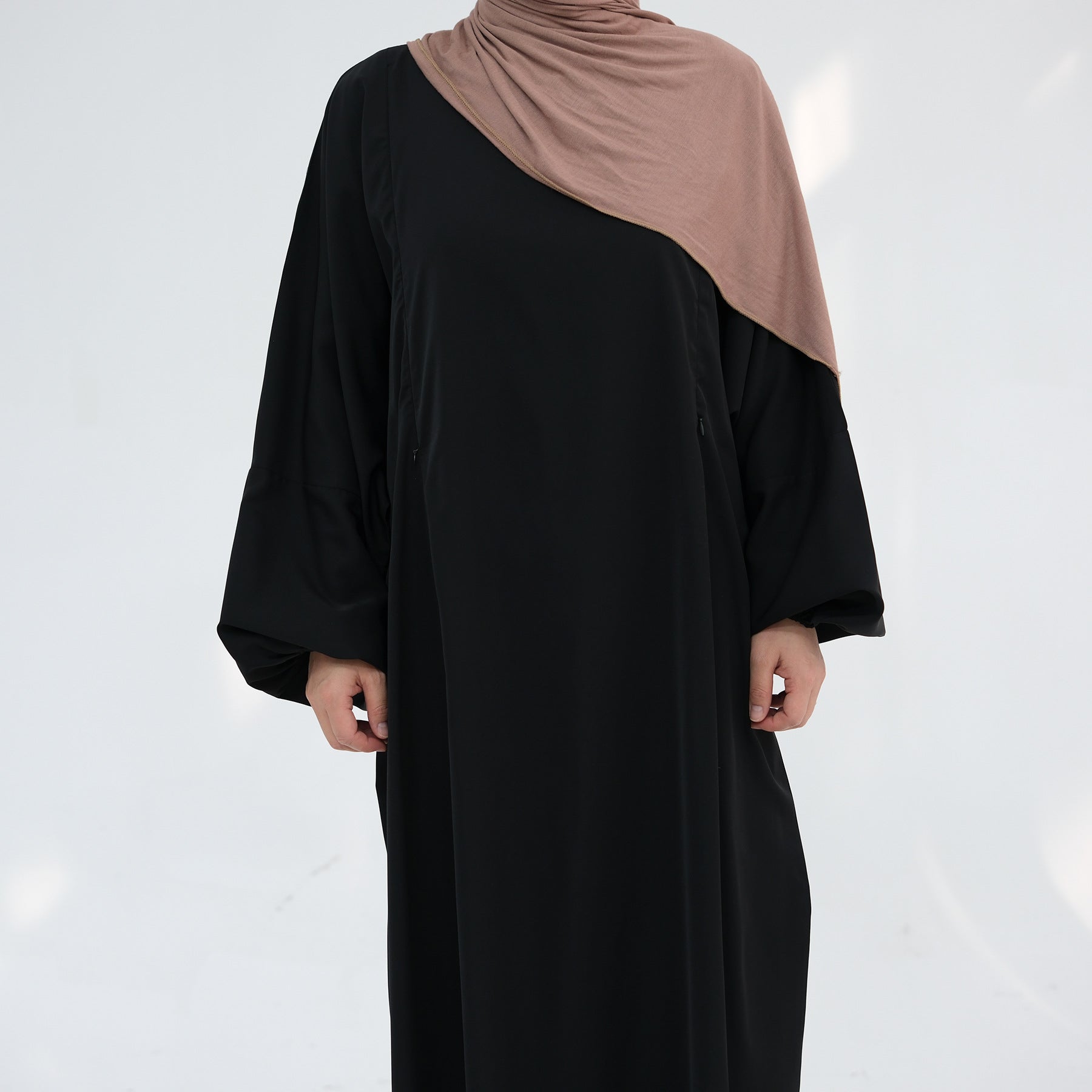 Front Zip Breastfeeding Dress for Mothers – Modest Abaya Style