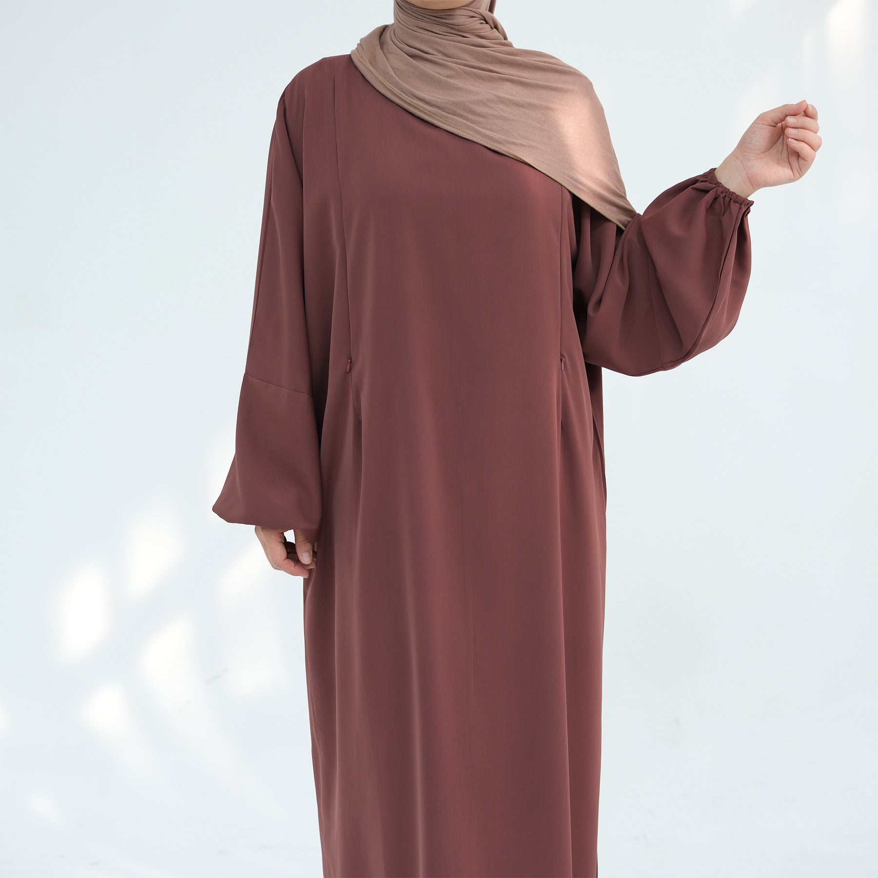 Front Zip Breastfeeding Dress for Mothers – Modest Abaya Style